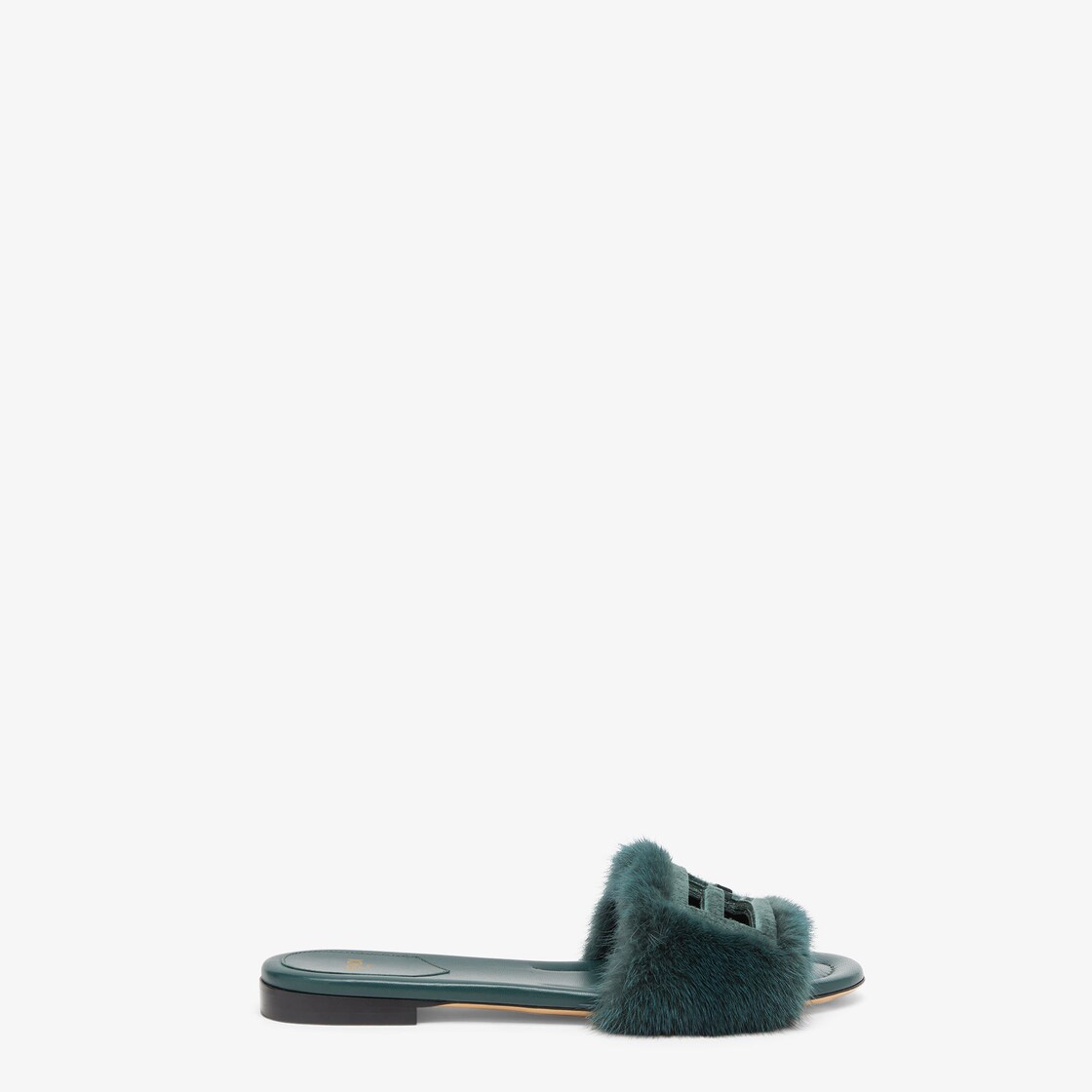 Baguette Green mink slides Fendi