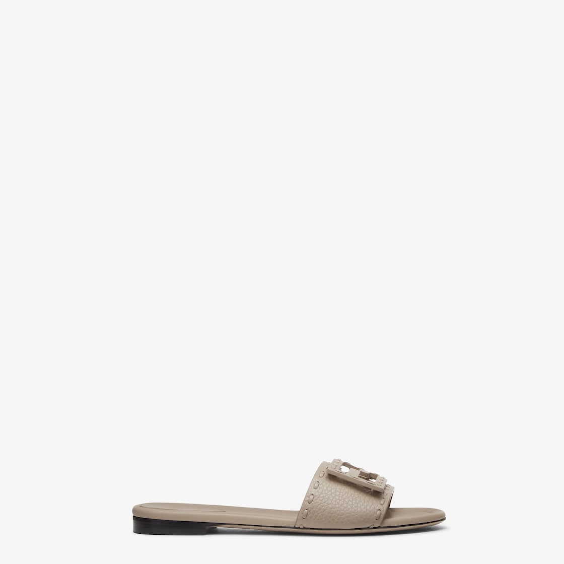 Baguette Dove gray leather slides Gray - Image 1/5