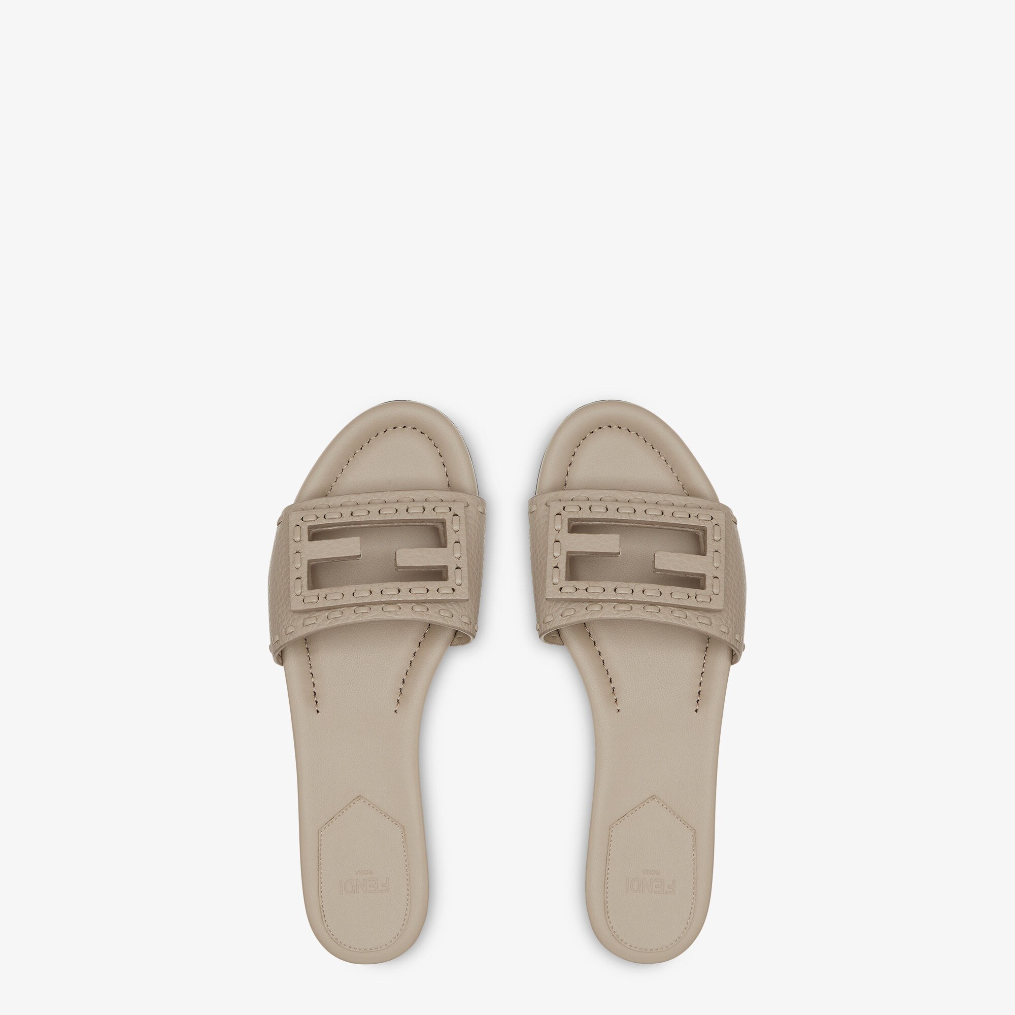 ★FENDI★ LEATHER FLATS レザー スライドサンダル 8R8136AQY2 Baguette Leather Gray | Fendi