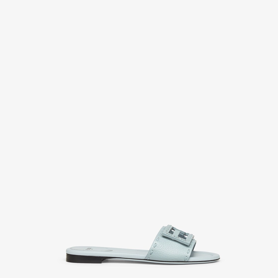 Baguette Light blue leather slides Light blue - Image 1/4