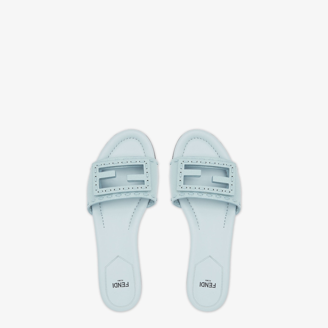 Baguette Light blue leather slides Light blue - Image 4/4