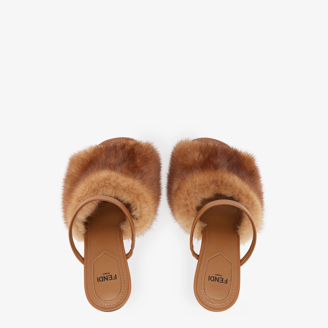 Fendi First - Brown mink high-heeled sandals | Fendi