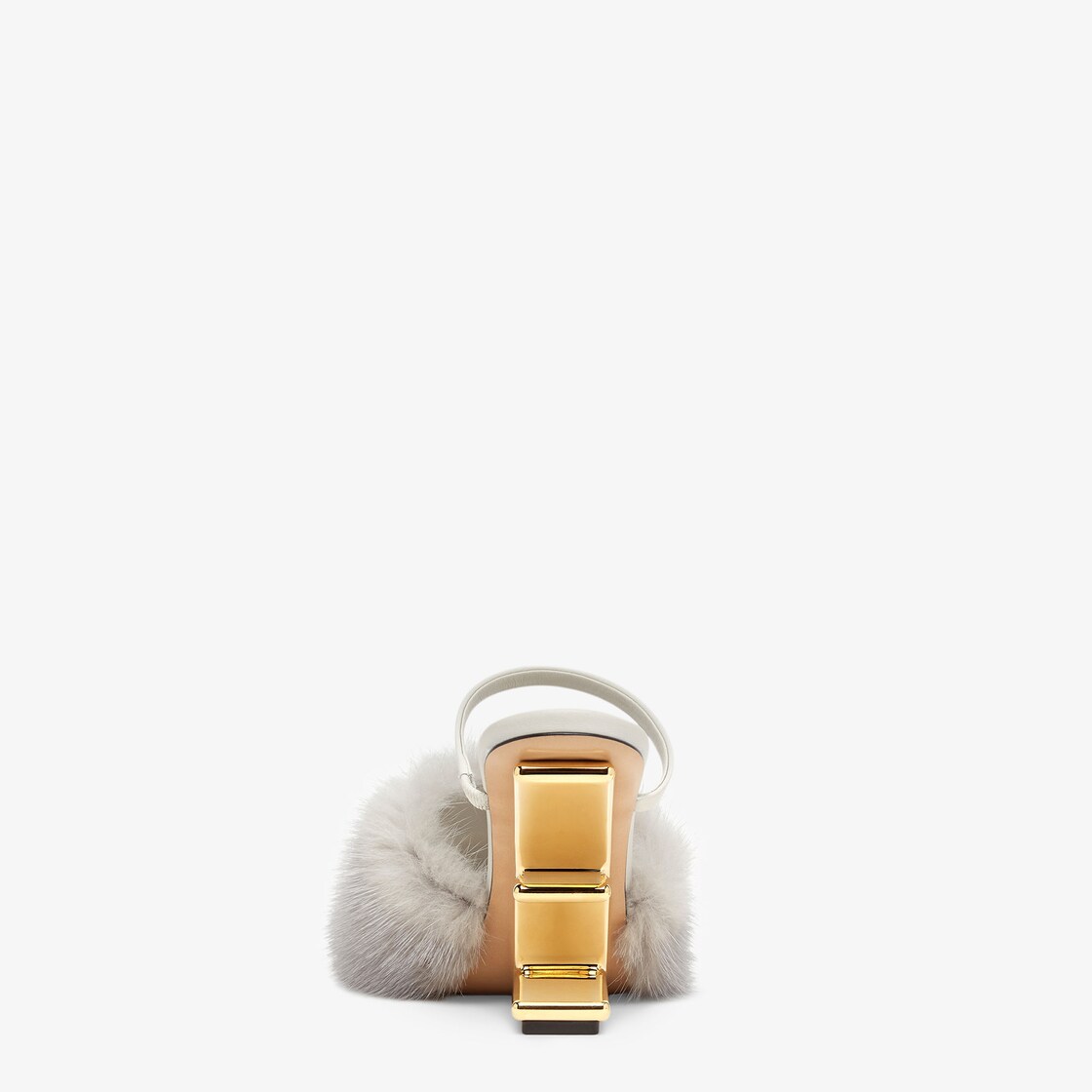 Fendi First Pale grey mink high-heeled sandals Grey - Image 3/4