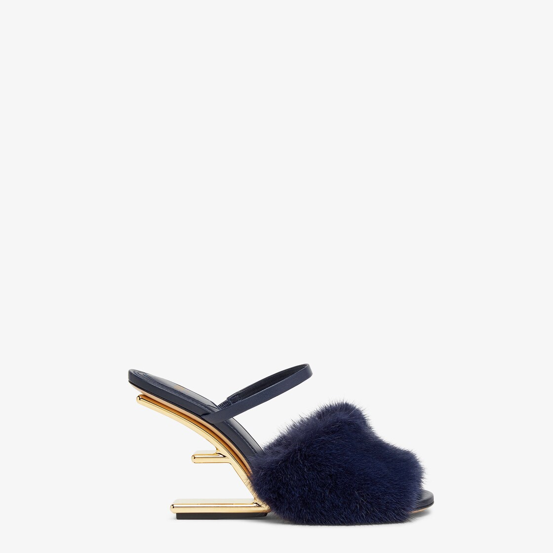 Fendi First - Blue mink high-heeled sandals | Fendi