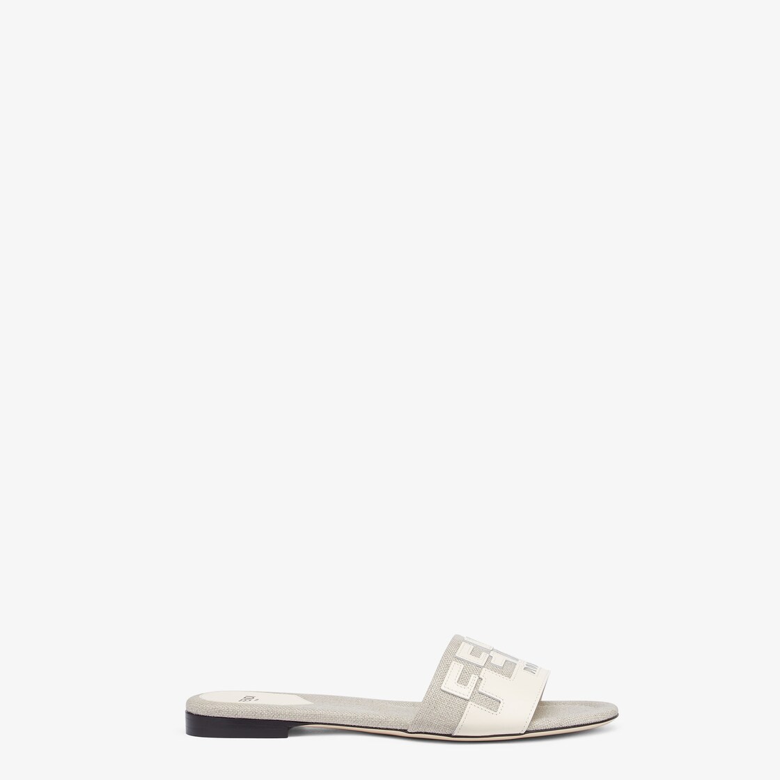 Signature - Canvas and white leather slides | Fendi