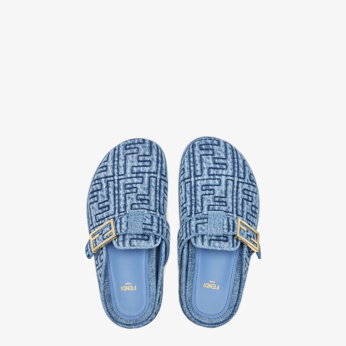 Fendi Feel - Blue denim mules | Fendi