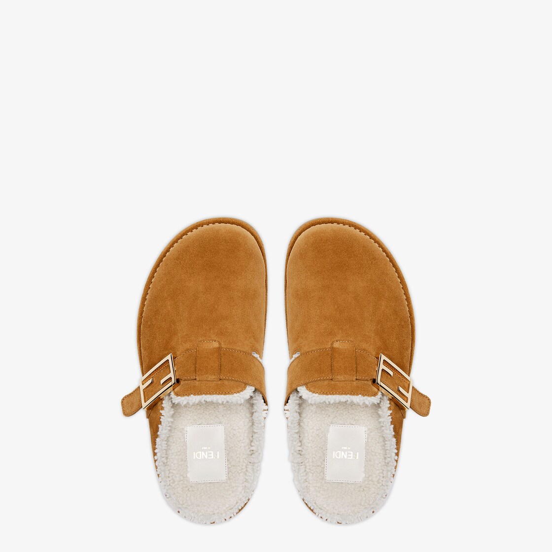 Fendi Feel - Brown suede sabots | Fendi