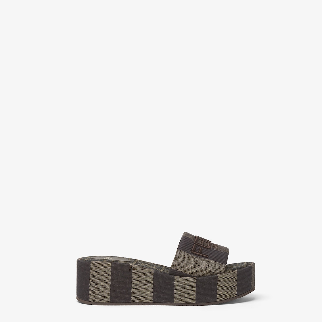 Fendi Sunshine Brown fabric flatform slides Brown - Image 1/6