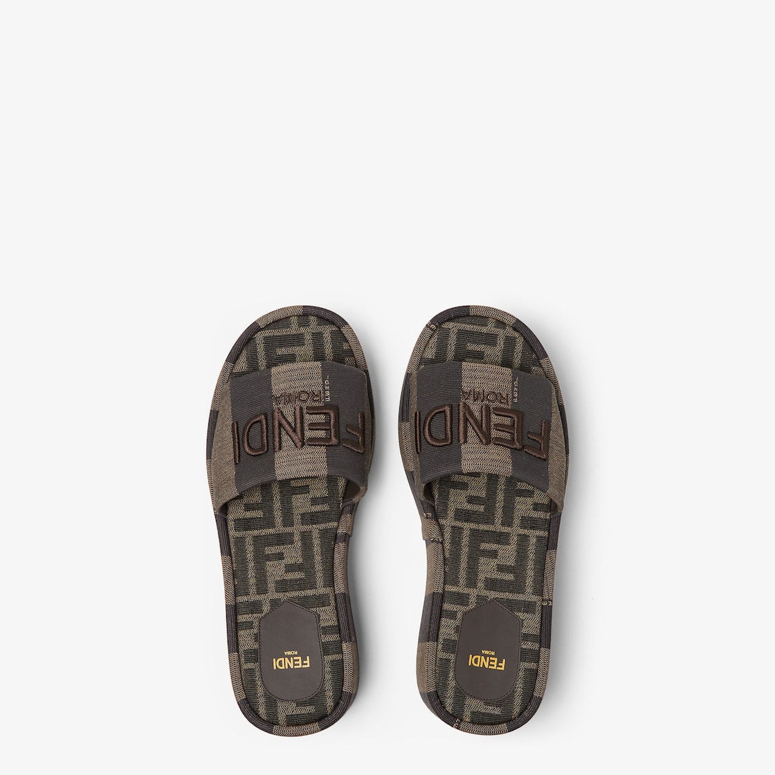 Fendi Sunshine Brown fabric flatform slides Brown - Image 5/6