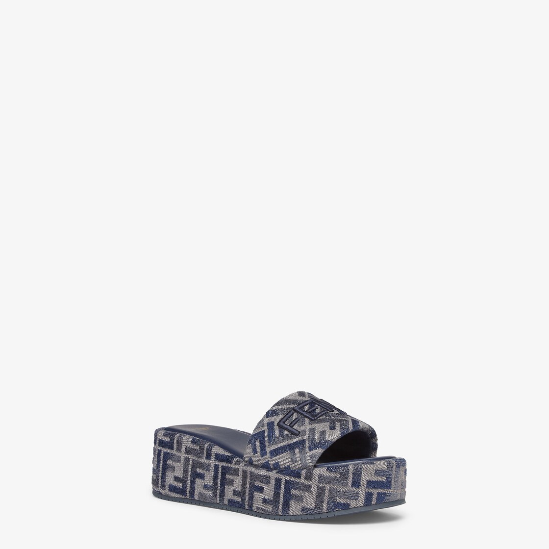 Fendi Sunshine Blue FF denim flatform slides Blue - Image 2/4