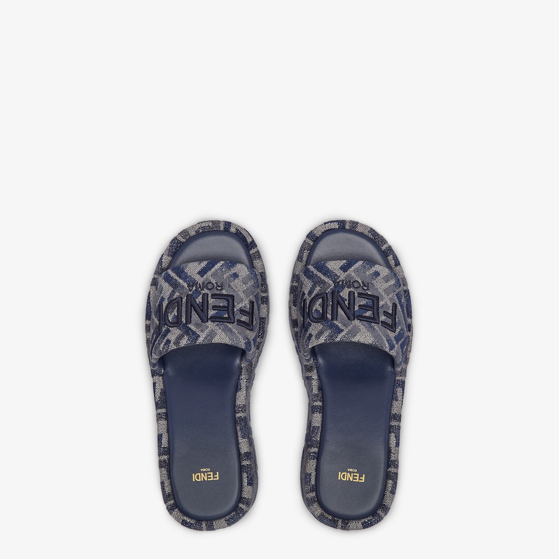 Fendi Sunshine Blue FF denim flatform slides Fendi