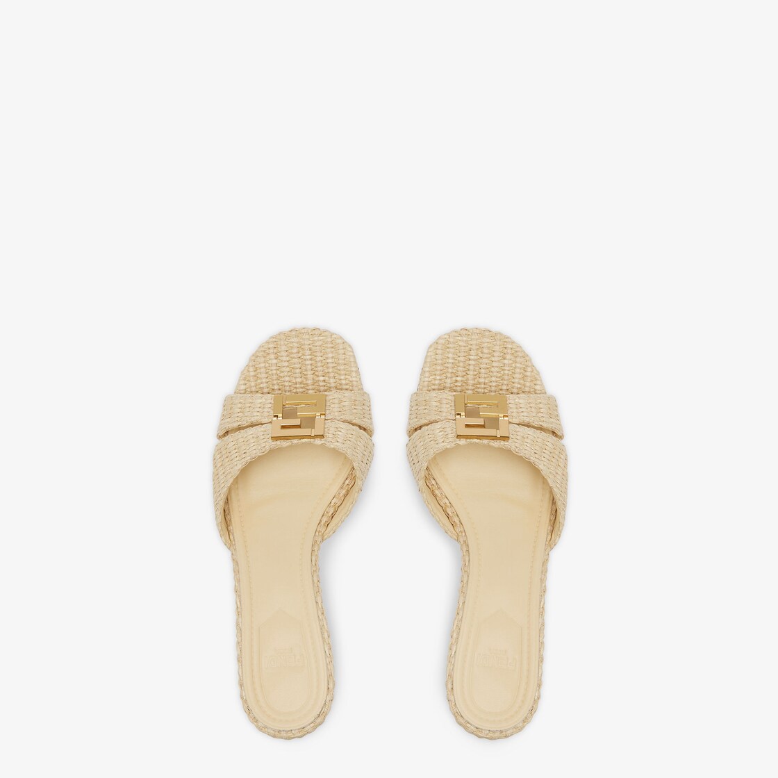 Fendi FFold Beige cotton fibre medium-heel sandals Beige - Image 4/4