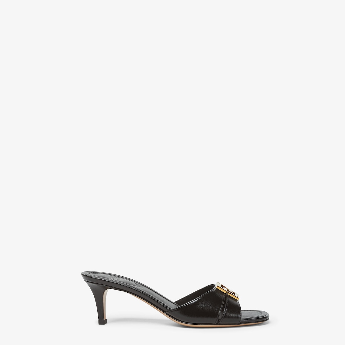 Fendi FFold Black leather medium-heeled sandals Black - Image 1/4