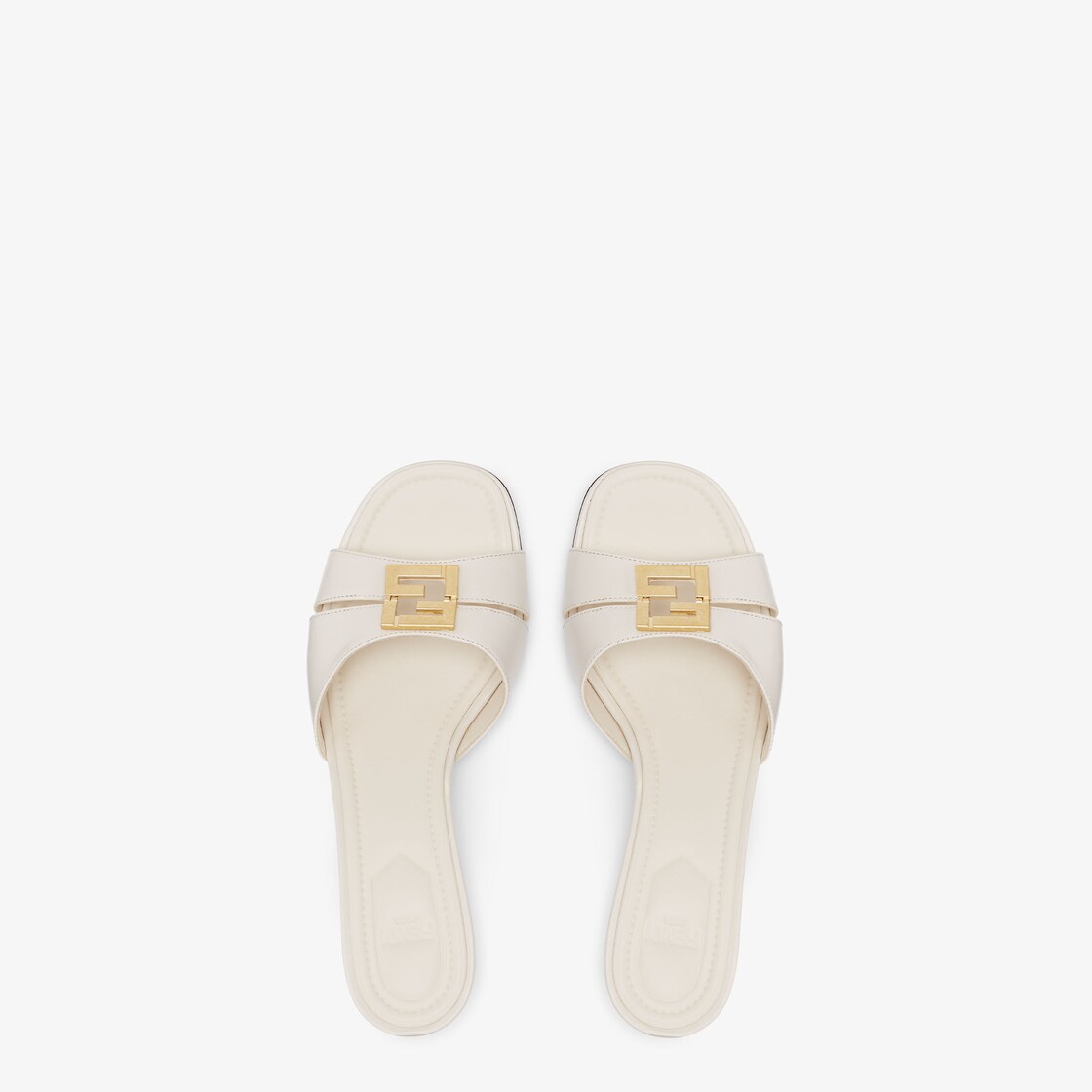 Fendi FFold - White leather medium-heeled sandals | Fendi