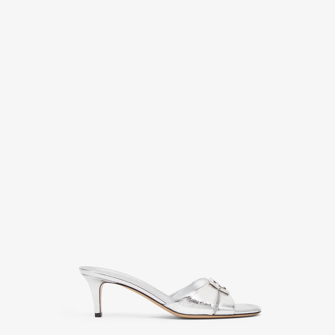 Fendi FFold Silver leather medium-heeled sandals Silver - Image 1/4