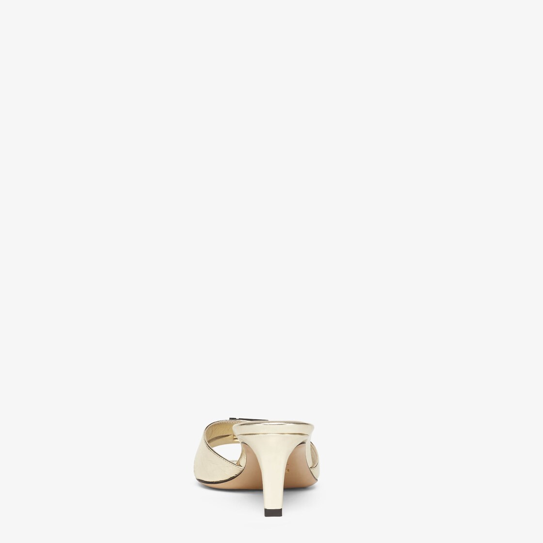 Fendi FFold Champagne-coloured metallic nappa leather medium-heeled sandals Gold - Image 3/4