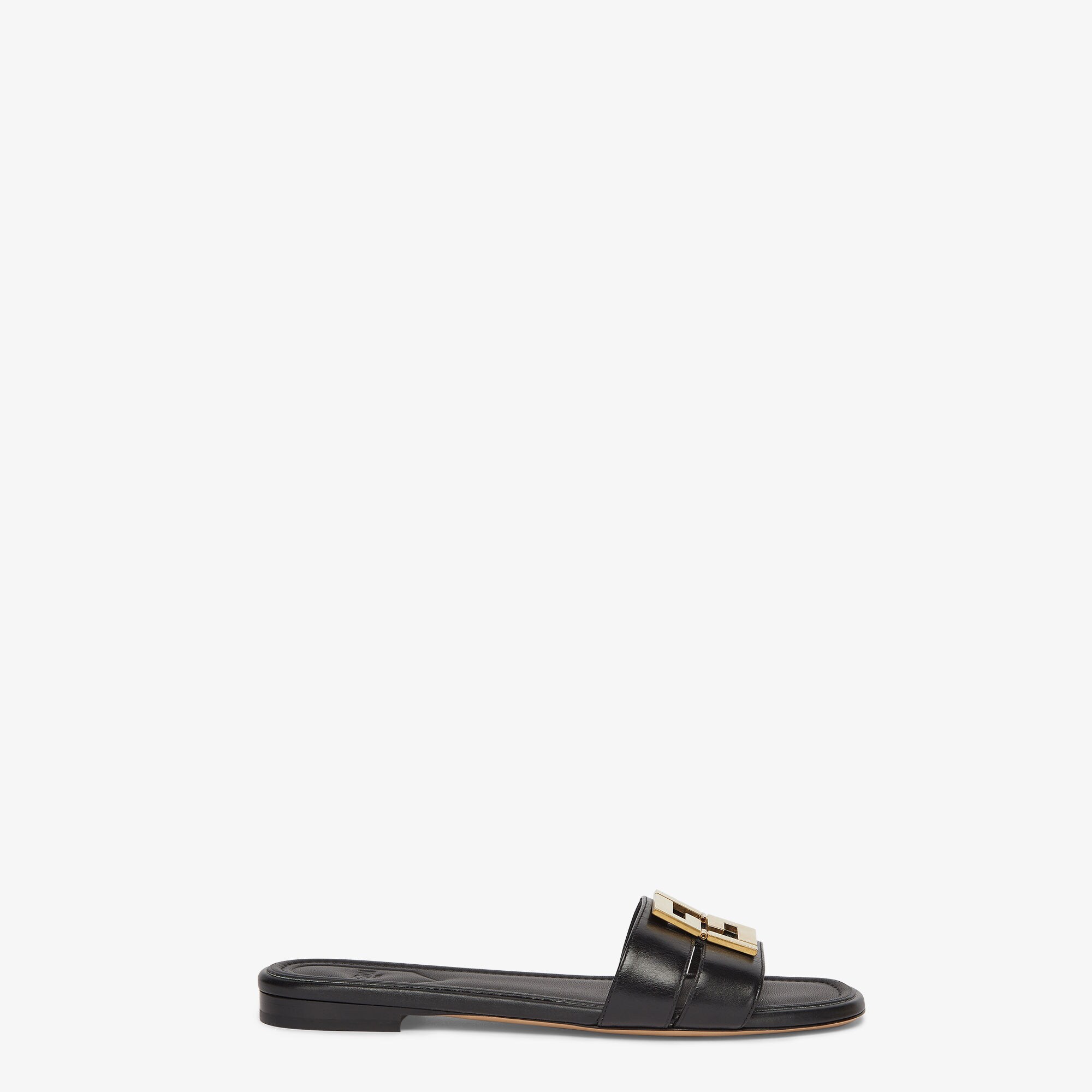 【関税&送料込】Fendi Black Leather Slippers Fendi FFold Leather Black | Fendi