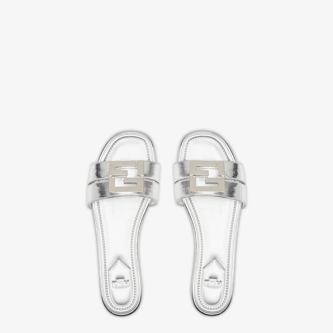 Fendi FFold Silver leather sandals Silver - Image 4/5