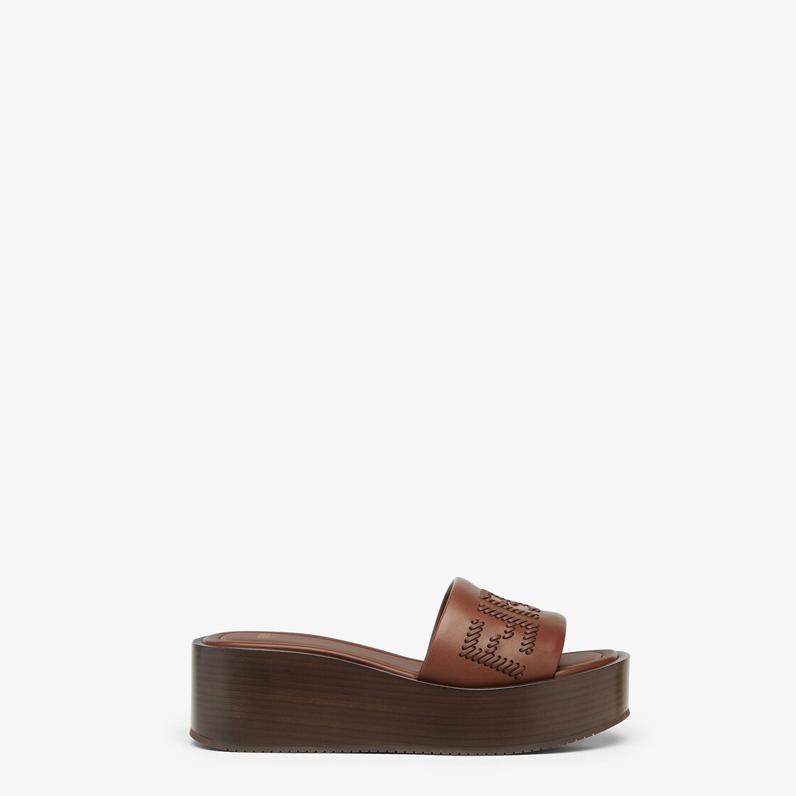 Fendi Sunshine Brown leather flatform slides Brown - Image 1/5