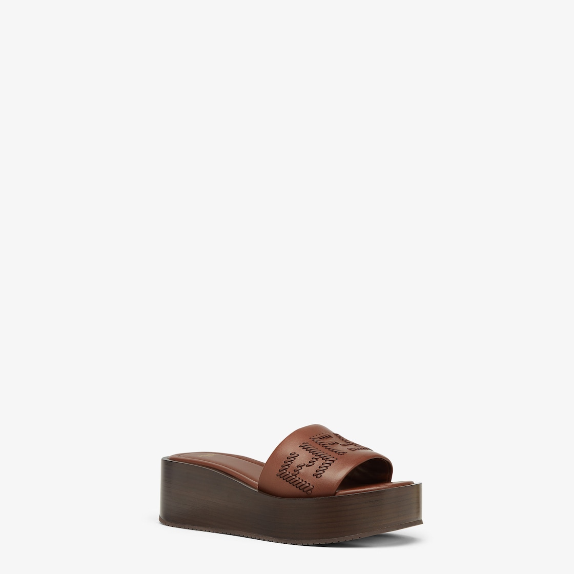 Fendi Sunshine Brown leather flatform slides Brown - Image 2/5