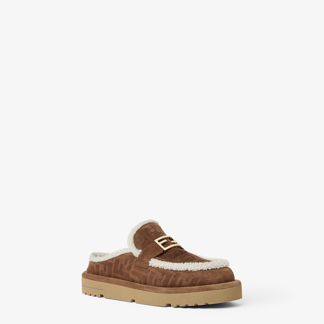 Apres Chic Brown FF suede and shearling sabots Brown - Image 2/5