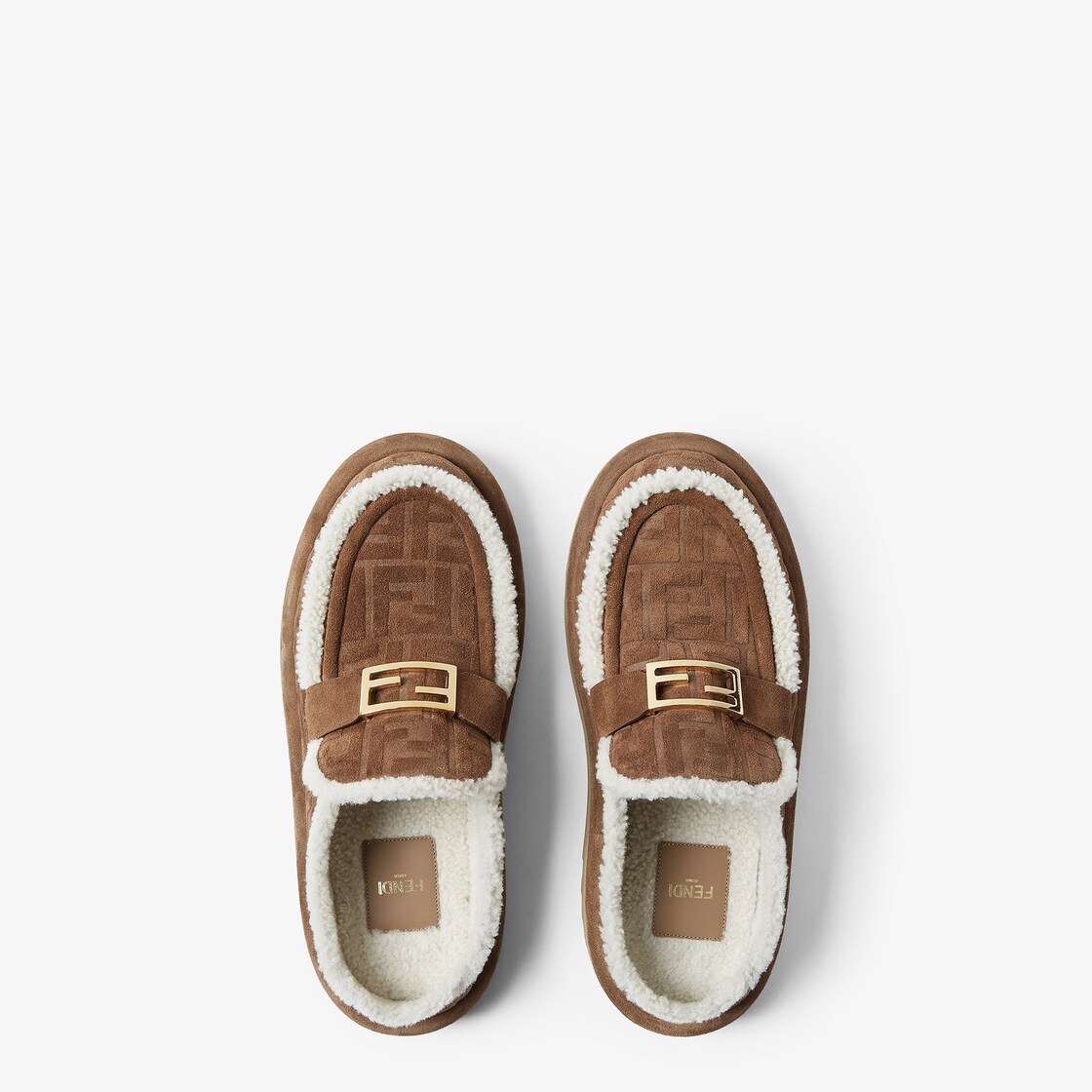 Apres Chic Brown FF suede and shearling sabots Brown - Image 4/5
