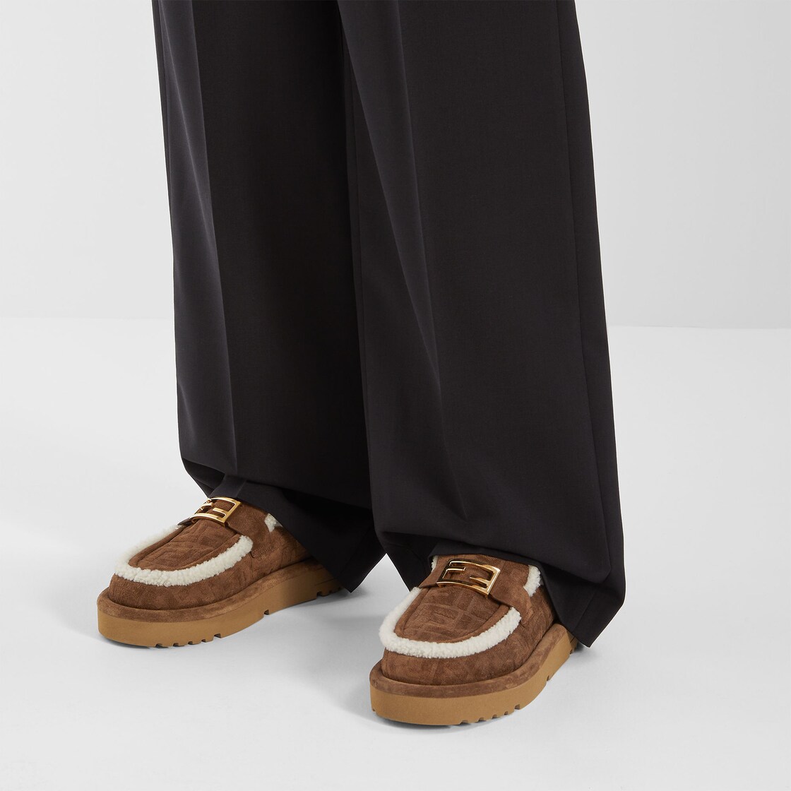Apres Chic Brown FF suede and shearling sabots Brown - Image 5/5