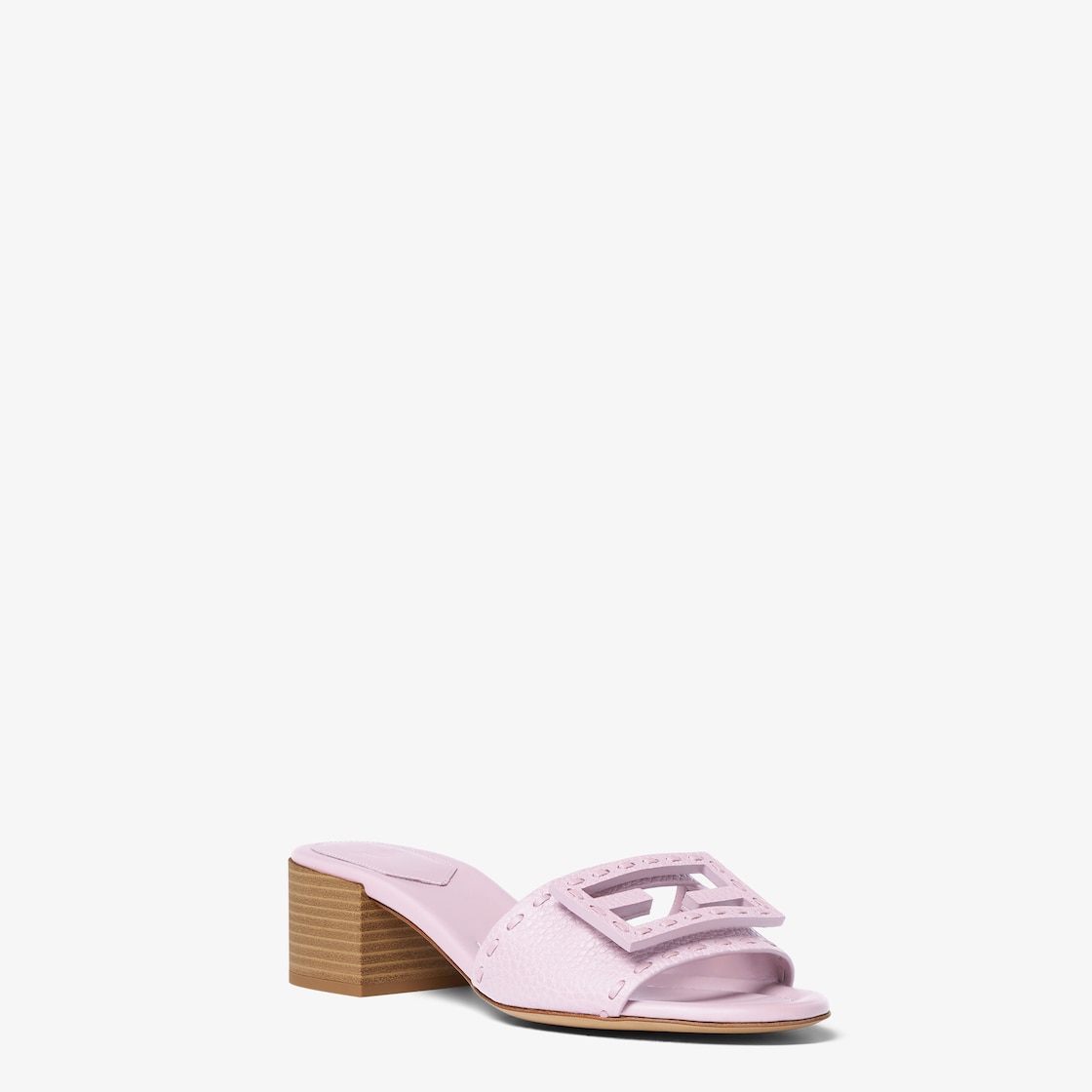 Baguette Lilac leather medium-heeled slides Purple - Image 2/5