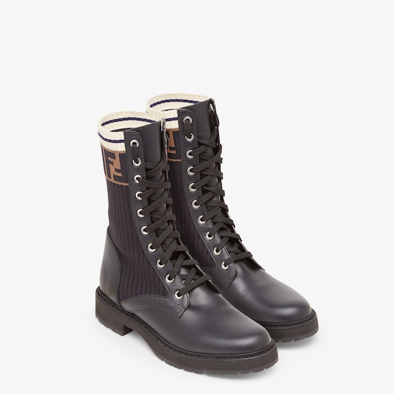Fendi Rockoko combat boots with stretch fabric inserts | Thumbnail 4