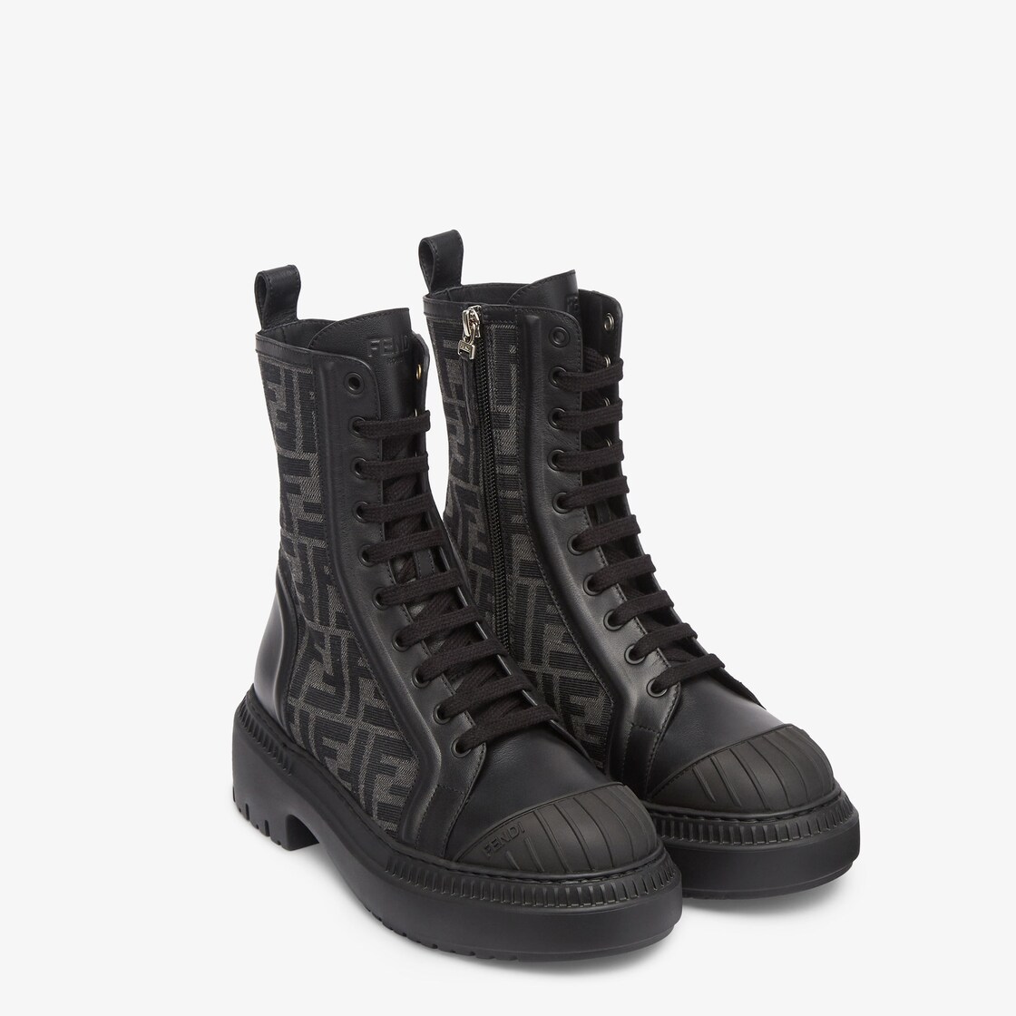 Fendi Men's Monogram Lace-Up Biker Boots