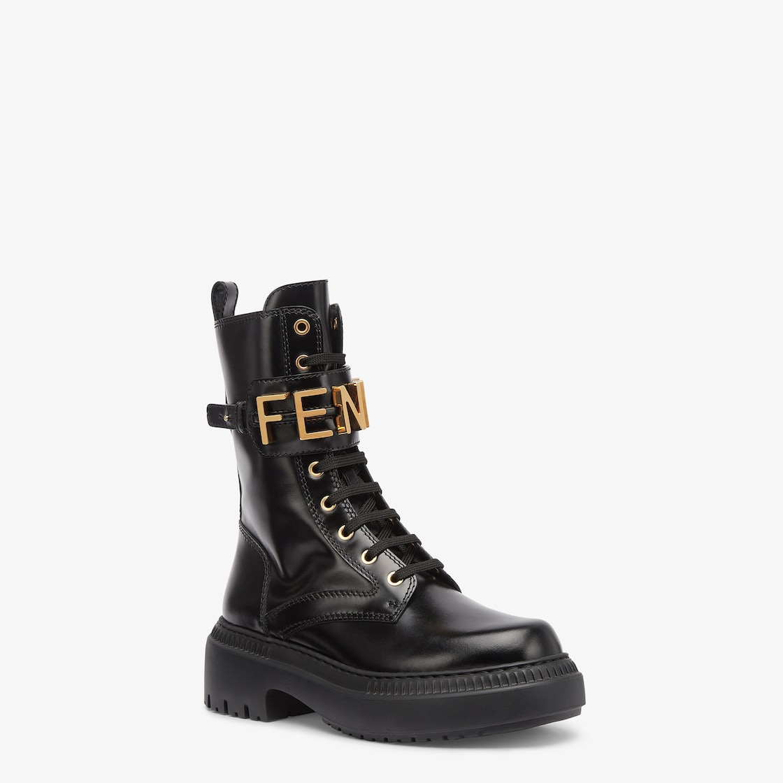 Fendigraphy - 黑色皮革機車皮靴| Fendi