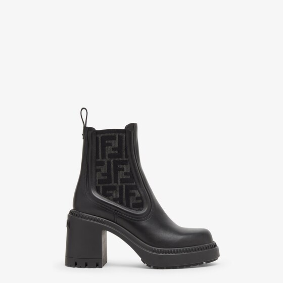 Fendi Women Domino Leather Boots In Black