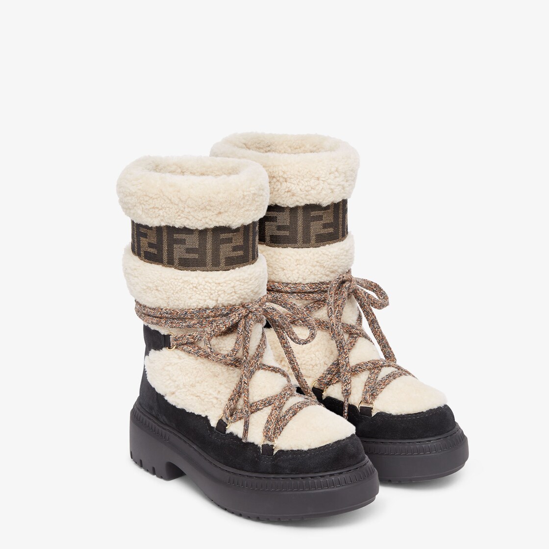 Apres Chic White sheepskin and black suede boots White - Image 5/6