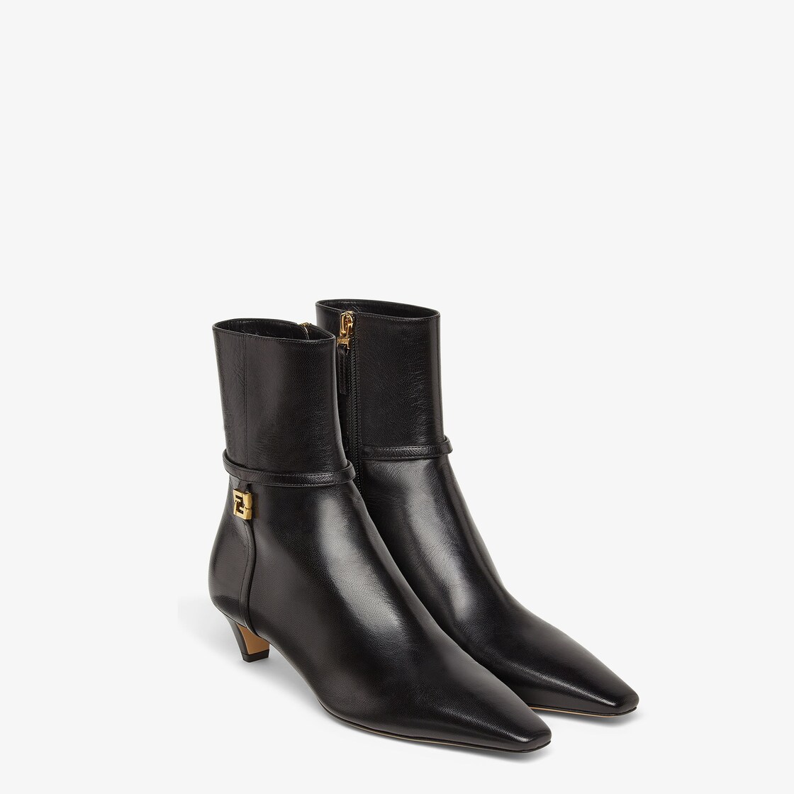 Fendi FFold Black leather low-heeled boots Black - Image 4/5