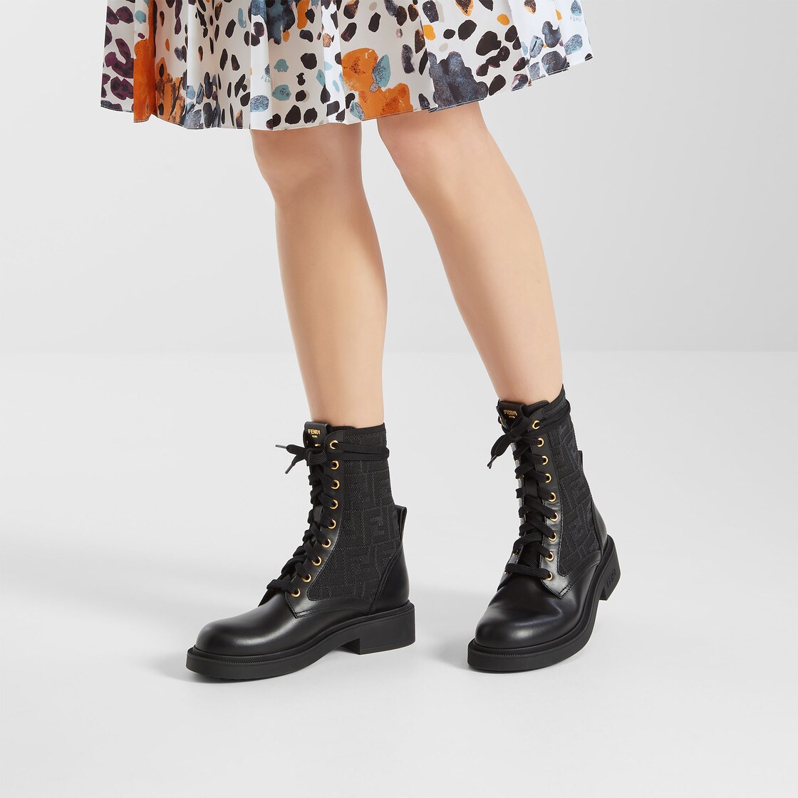 Fendi Filo Black leather and FF fabric biker jacket Black - Image 5/5
