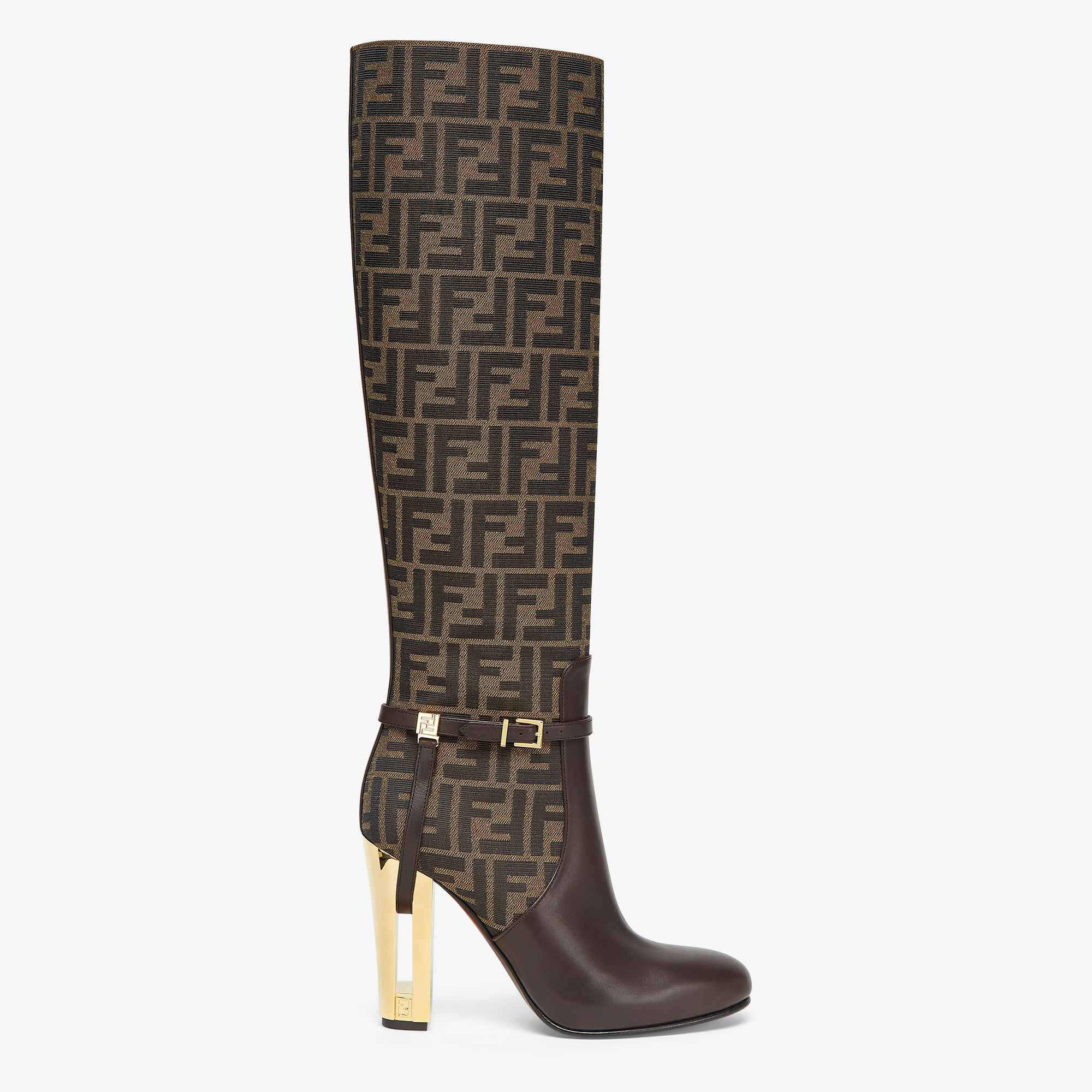 Delfina - Brown leather high-heeled boots | Fendi