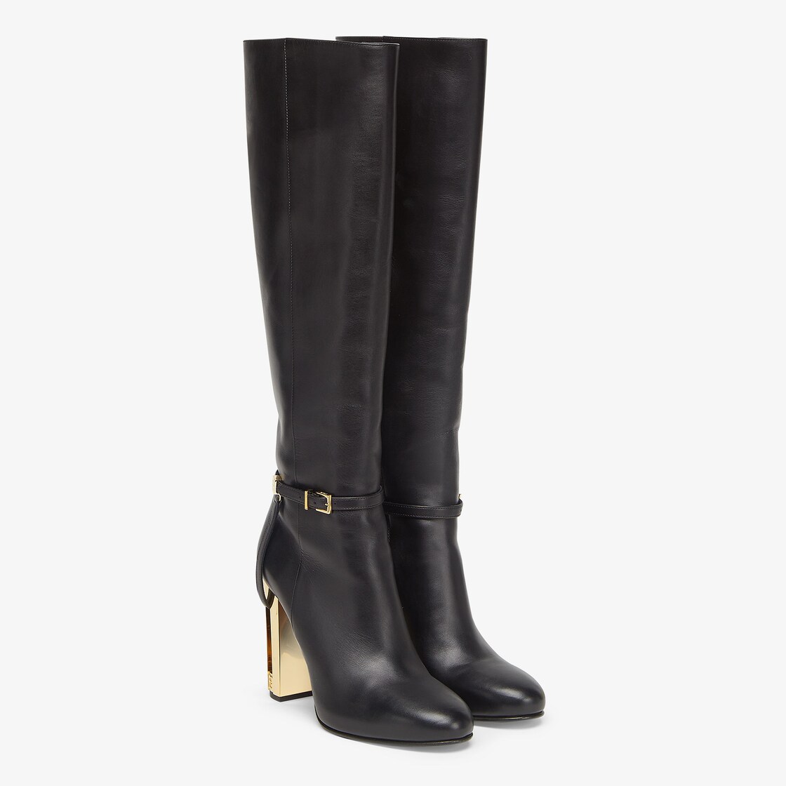 Delfina - Black leather high-heeled boots | Fendi