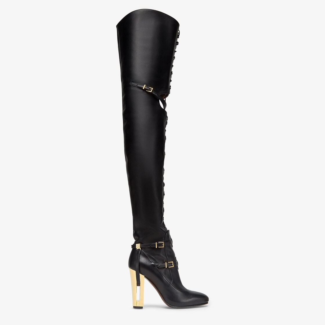 Delfina Black leather high heeled boots Fendi