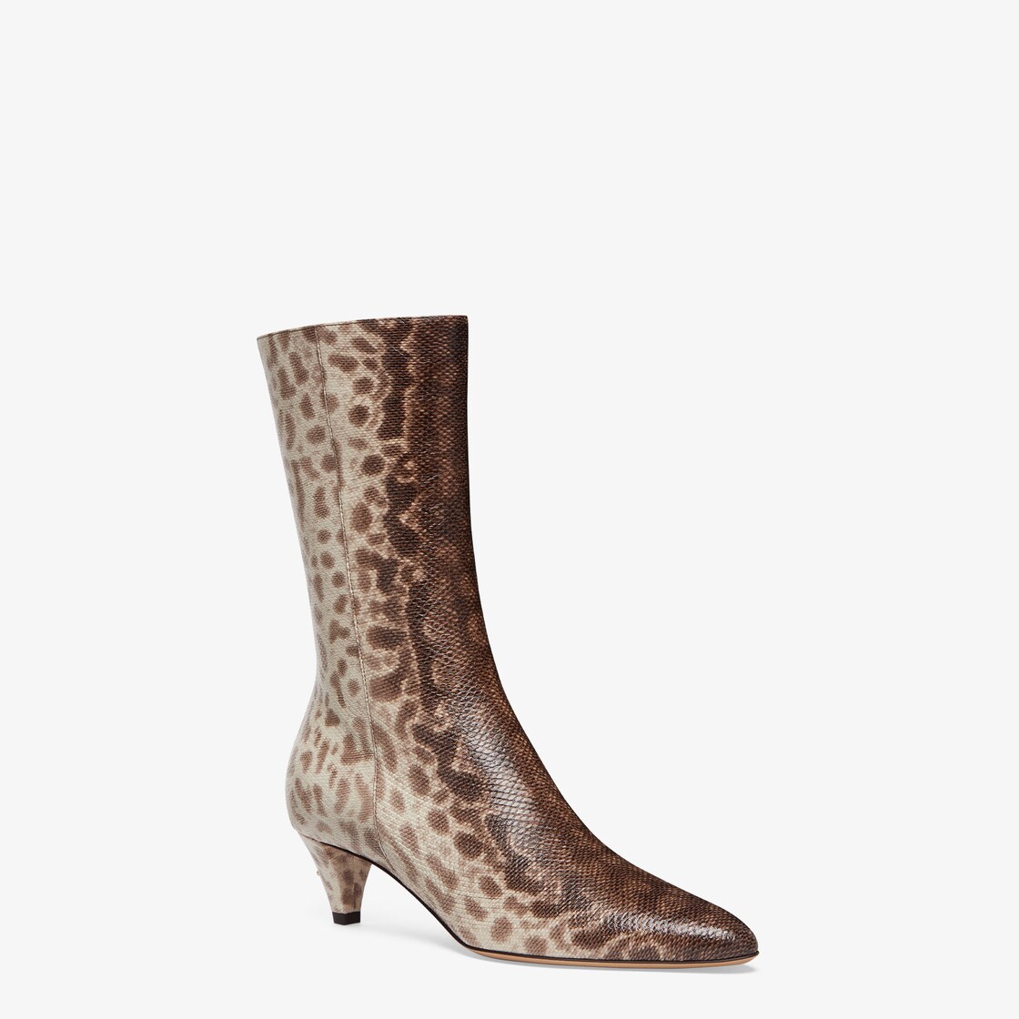 Fendi Filo - Beige karung leather medium-heeled boots | Fendi