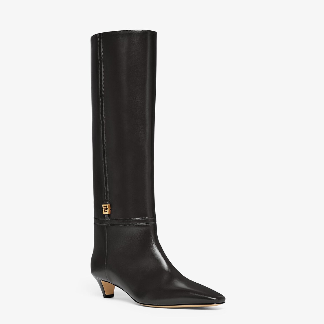 Fendi FFold Black leather low-heeled boots Black - Image 2/4