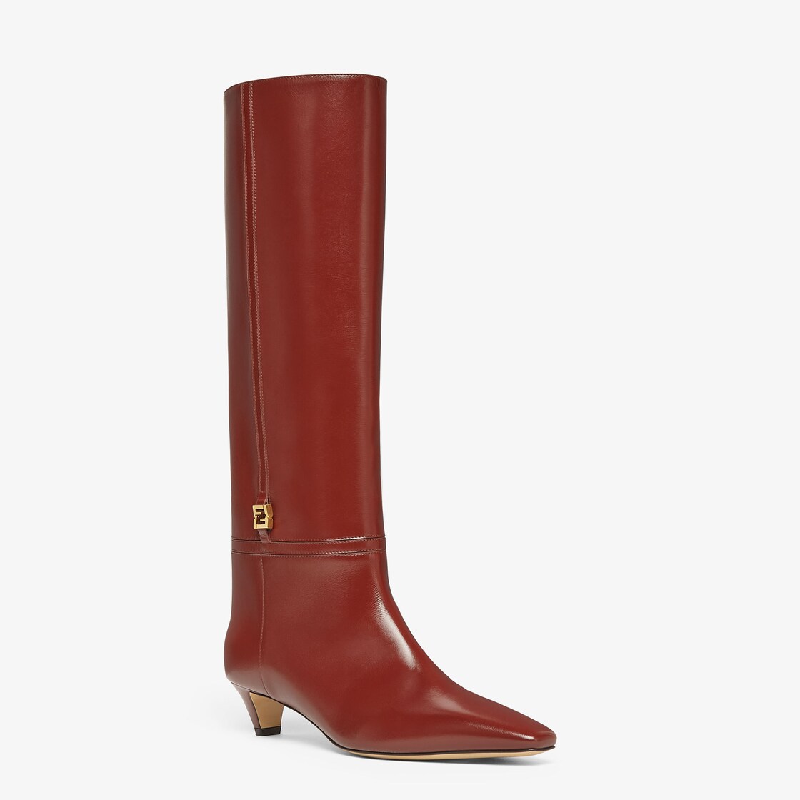 Fendi FFold Brown leather low-heeled boots Brown - Image 3/6