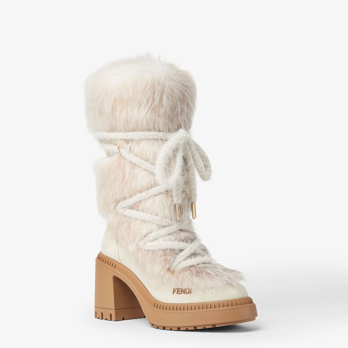 Apres Chic Medium-heeled boots in white shearling and suede White - Image 2/5