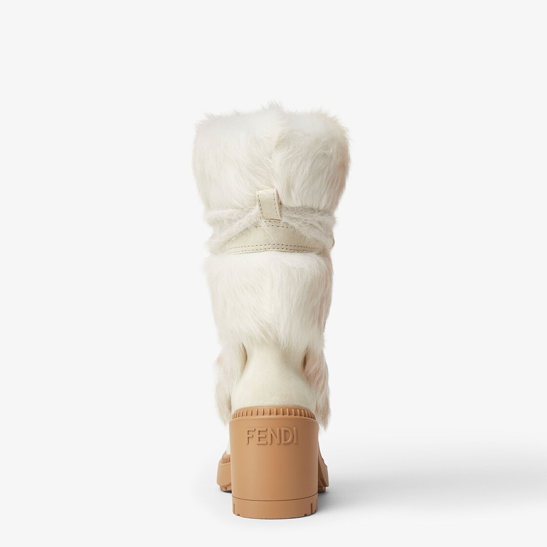 Apres Chic Medium-heeled boots in white shearling and suede White - Image 3/5