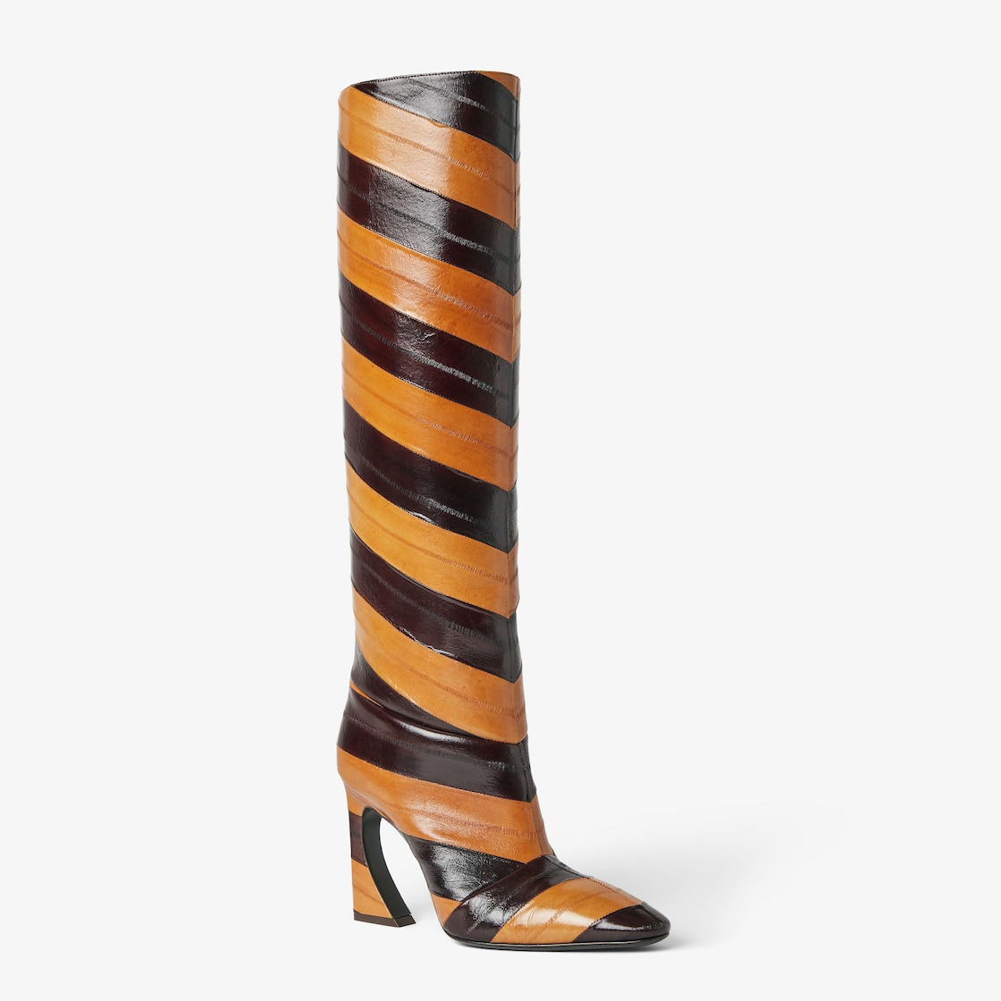 Fendi Arco Two-tone inlaid hagfish leather boots Brown - Image 3/6