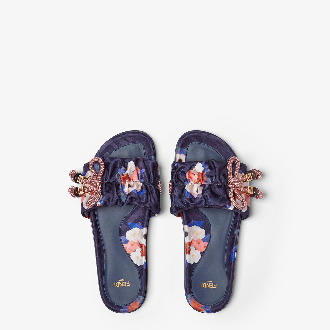 Fendi Feel Multicolour FF jacquard satin slides Multicolour - Image 4/5