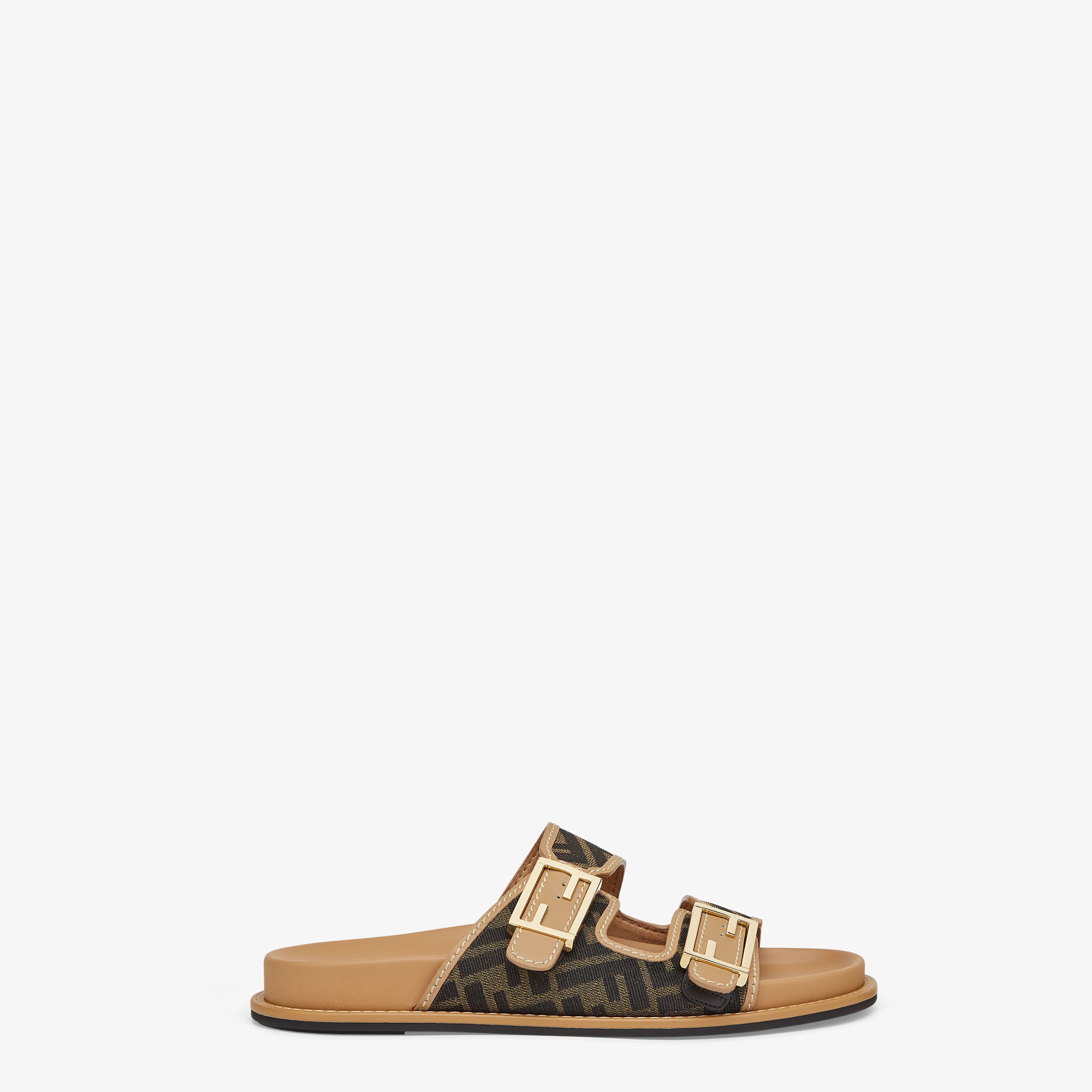 Fendi Feel - Brown FF fabric slides | Fendi