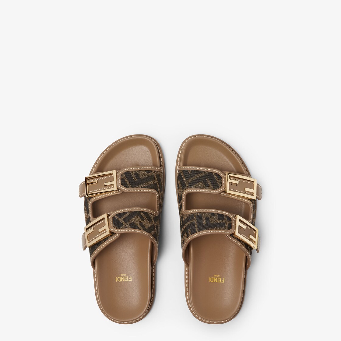 Fendi Feel Brown FF fabric slides Fendi