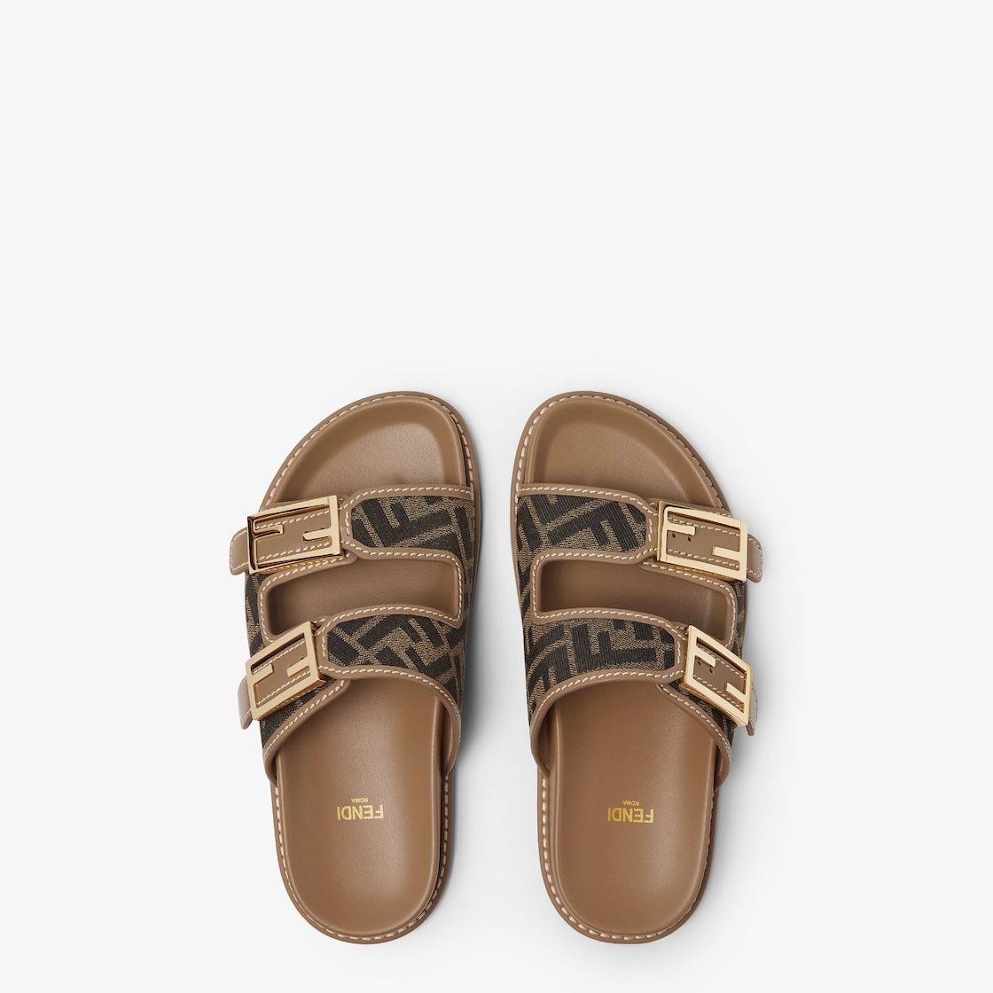 Fendi Feel Brown FF fabric slides Brown - Image 4/4