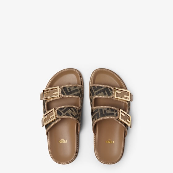 Fendi Double-band flat slides with FF Baguette decorative buckles | Thumbnail 4