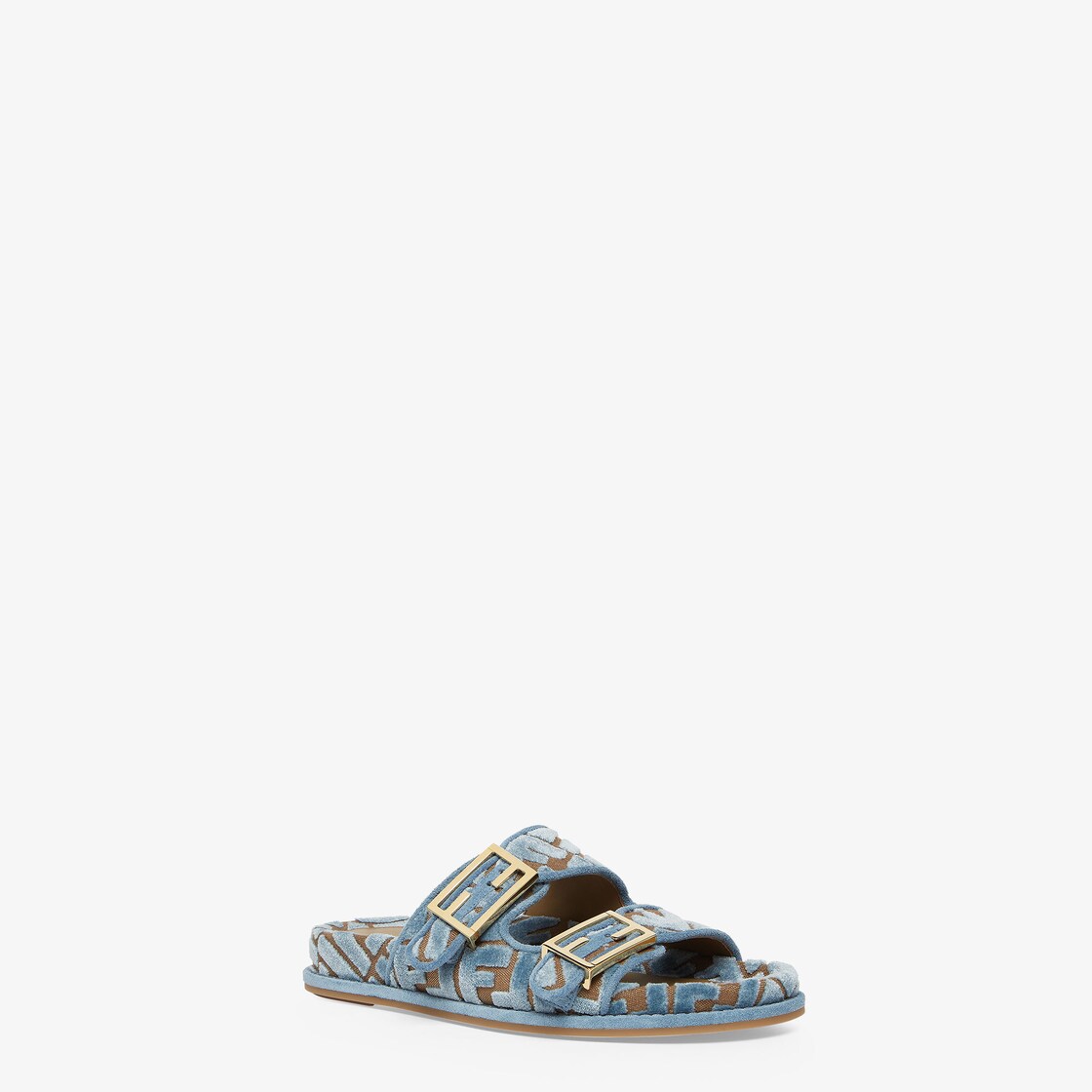 Fendi Feel Light blue FF jacquard velvet slides Light blue - Image 2/4